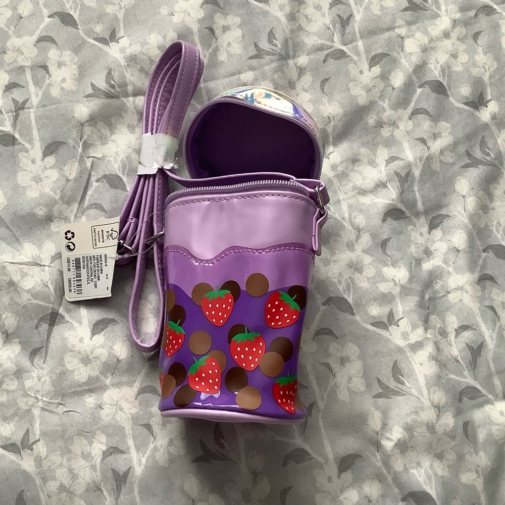 Claire's Purple Strawberry Print Kids Crossbody Bag